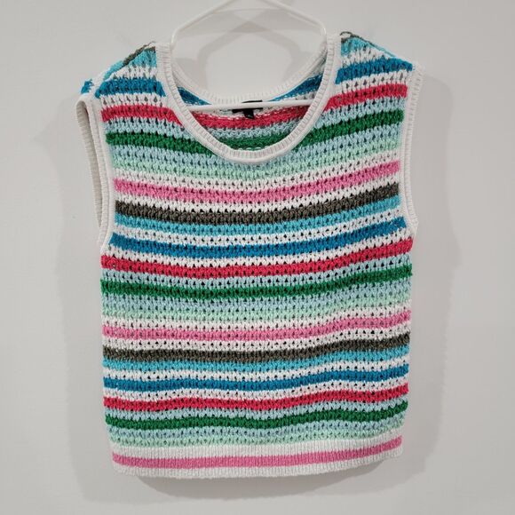 Talbots Womens Sweater Vest Size Xs Crochet Colorful Academia - Picture 1 of 7